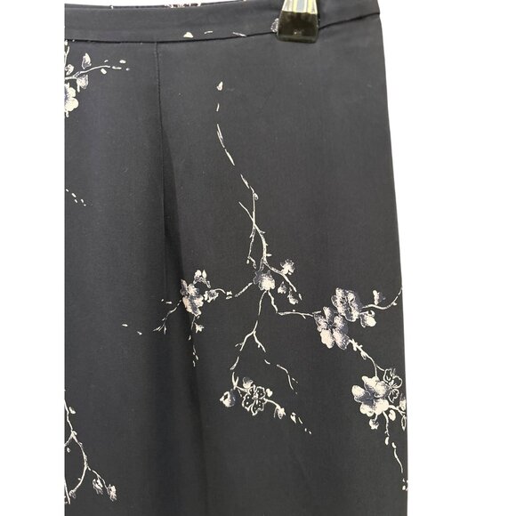 Vintage Y2K Rena Rowan Plus Size Navy Blue Floral Silk Maxi Skirt 24W Whimsigoth - Picture 4 of 4